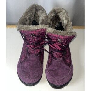 Columbia 200 Grams Snow Boots Purple Print 6.5 Size Omni Heat Minx Shortly